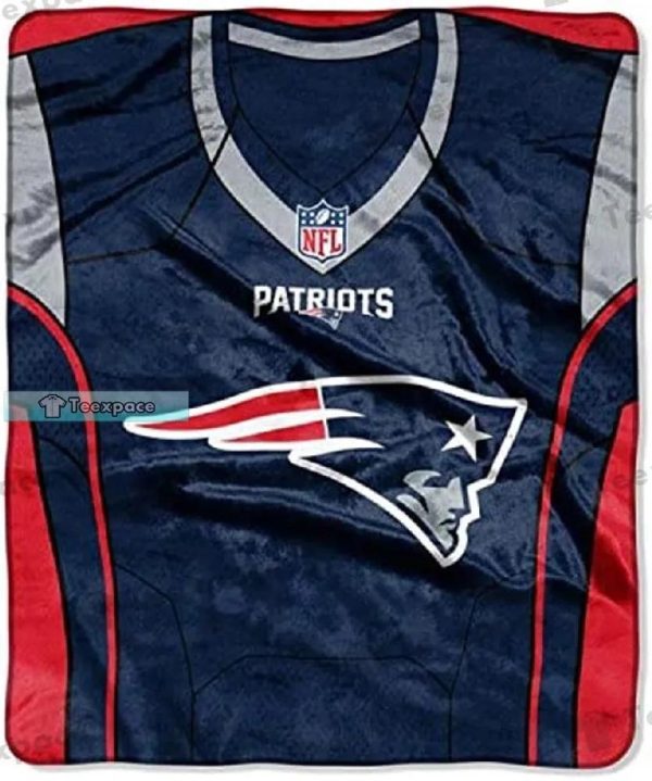 New England Patriots Logo Jersey Design Sherpa Blanket