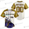 Personalized Baltimore Ravens Fire Rugby Ball Stripes Baseball Jersey