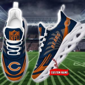 Personalized Curved Net Pattern Chicago Bears Max Soul Shoes