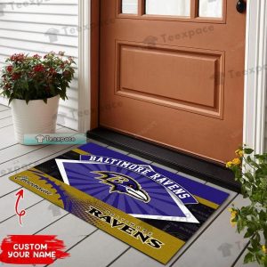 Personalized Diamond Sunlight Pattern Baltimore Ravens Doormat