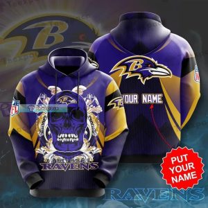 Personalized Floral Skull Baltimore Ravens Hoodie