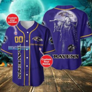 Personalized Jason Moon Halloween Baltimore Ravens Baseball Jersey