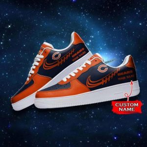 Personalized Nike Rugby Ball Pattern Chicago Bears Air Force Shoes