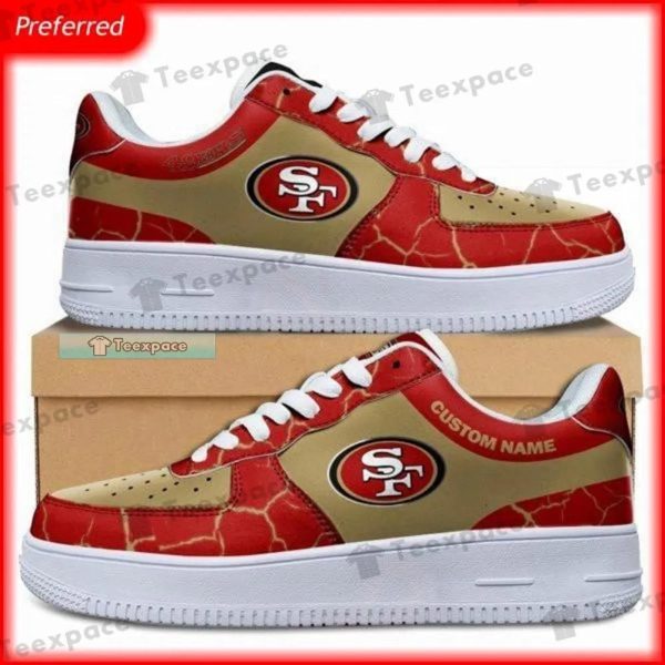 Personalized Red Thunder Texture San Francisco 49ers Air Force Shoes