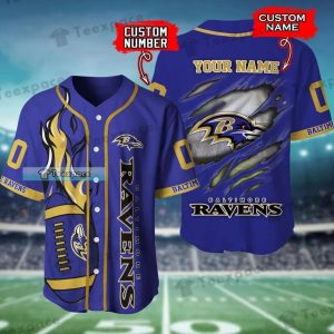 Personalized Scratch Fire Rugby Ball Baltimore Ravens Baseball Jersey