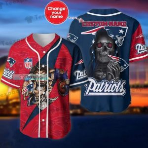 Personalized Skull Pattern Pal Patriots New England Patriots Baseball Jersey Shirt