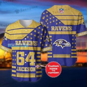 Personalized Star Pattern Baltimore Ravens Baseball Jersey