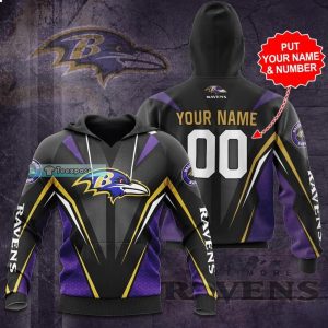 Personalized Stripes Racing Style Baltimore Ravens Hoodie