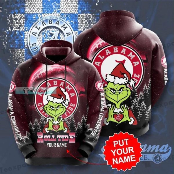 Personalized The Grinch Christmas Pattern Alabama Crimson Tide Hoodie