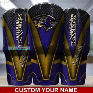 Personalized V Steel Pattern Baltimore Ravens Tumbler