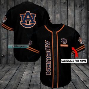 Personalized Vertical Letter Logo Pattern Auburn Tigers Baseball Jersey Shirt