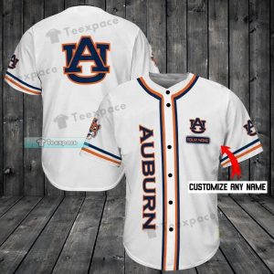 Personalized White Auburn Tigers Baseball Jersey Shirt