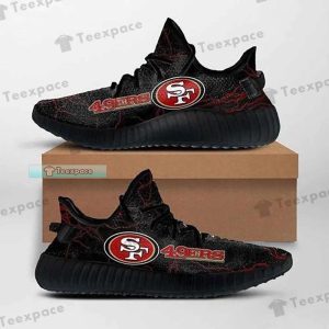 San Francisco 49ers Red Thunder Texture Yeezy Shoes 1