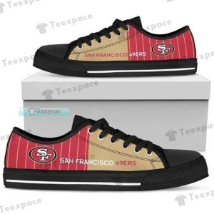 San Francisco 49ers Stripes Two Colours Low Top Canvas Shoes 1