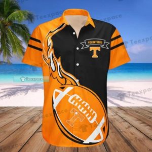 Tennessee Volunteers Flame Rugby Ball Pattern Hawaiian Shirt