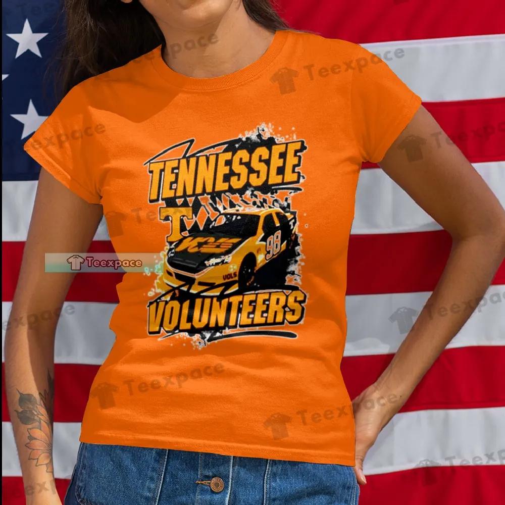 Tennessee Volunteers Racecar Shirt Gifts for Volunteers fans T Shirt Womens
