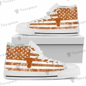 Texas Longhorns American Flag High Top Canvas Shoes