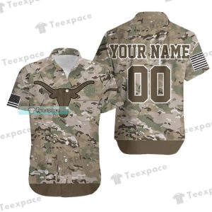 Texas Longhorns Camoflage Army Hawaiian Shirt