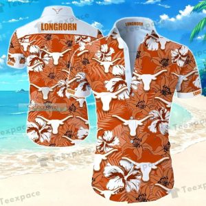 Texas Longhorns Logo Flower Pattern Hawaiian Shirt