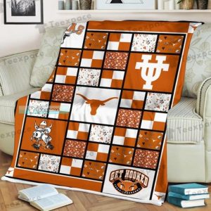 Texas Longhorns Mascot Caro Pattern Blanket