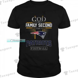 Yellow Pattern God First Family Second Then New England Patriots Shirt