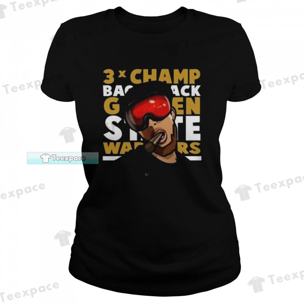 3 Time Stephen Curry Champions Golden State Warriors T Shirt Womens 1