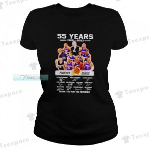 55 Years 1968 2023 Thank You For The Memories Phoenix Suns T Shirt Womens