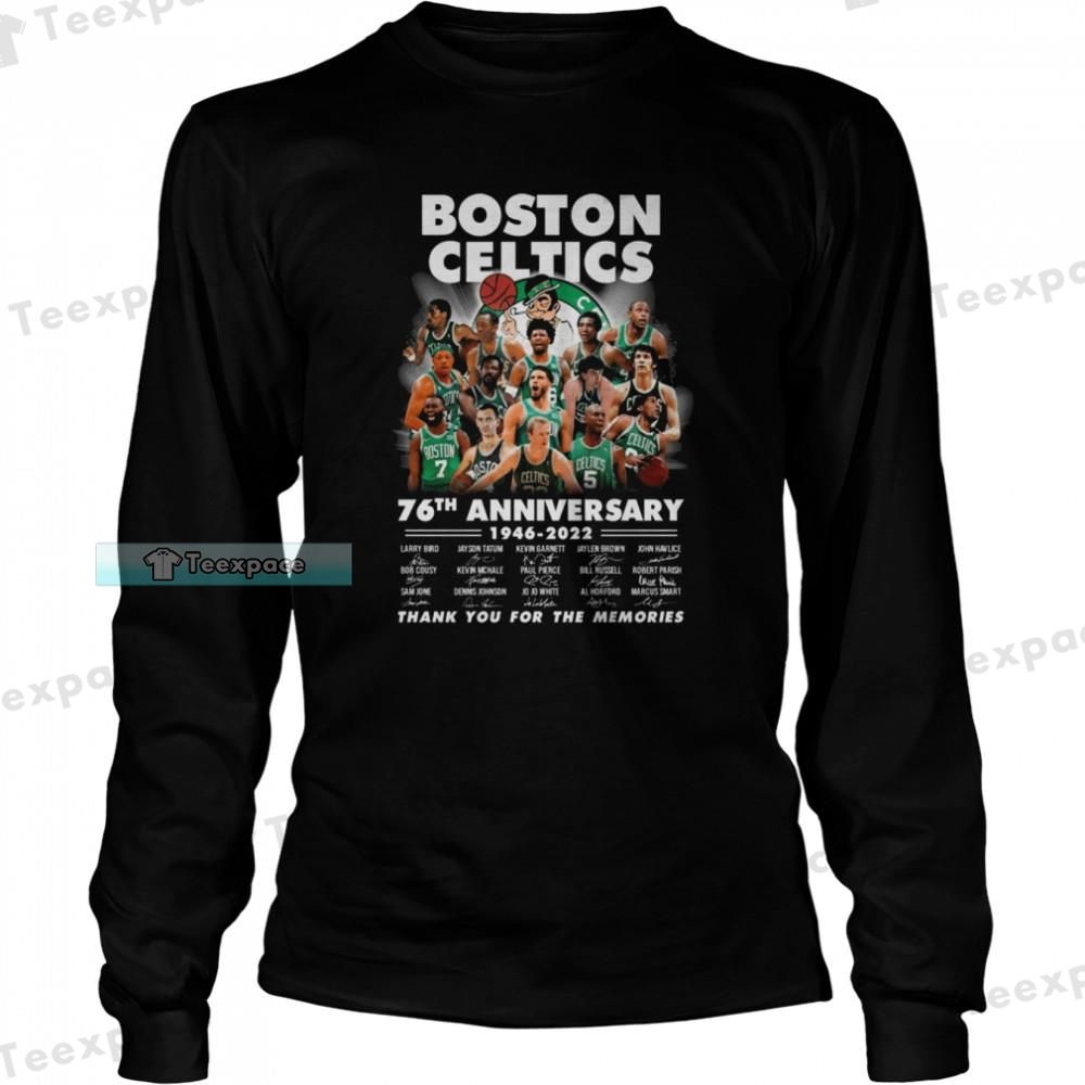Boston Celtics 76th Anniversary Signatures Long Sleeve Shirt