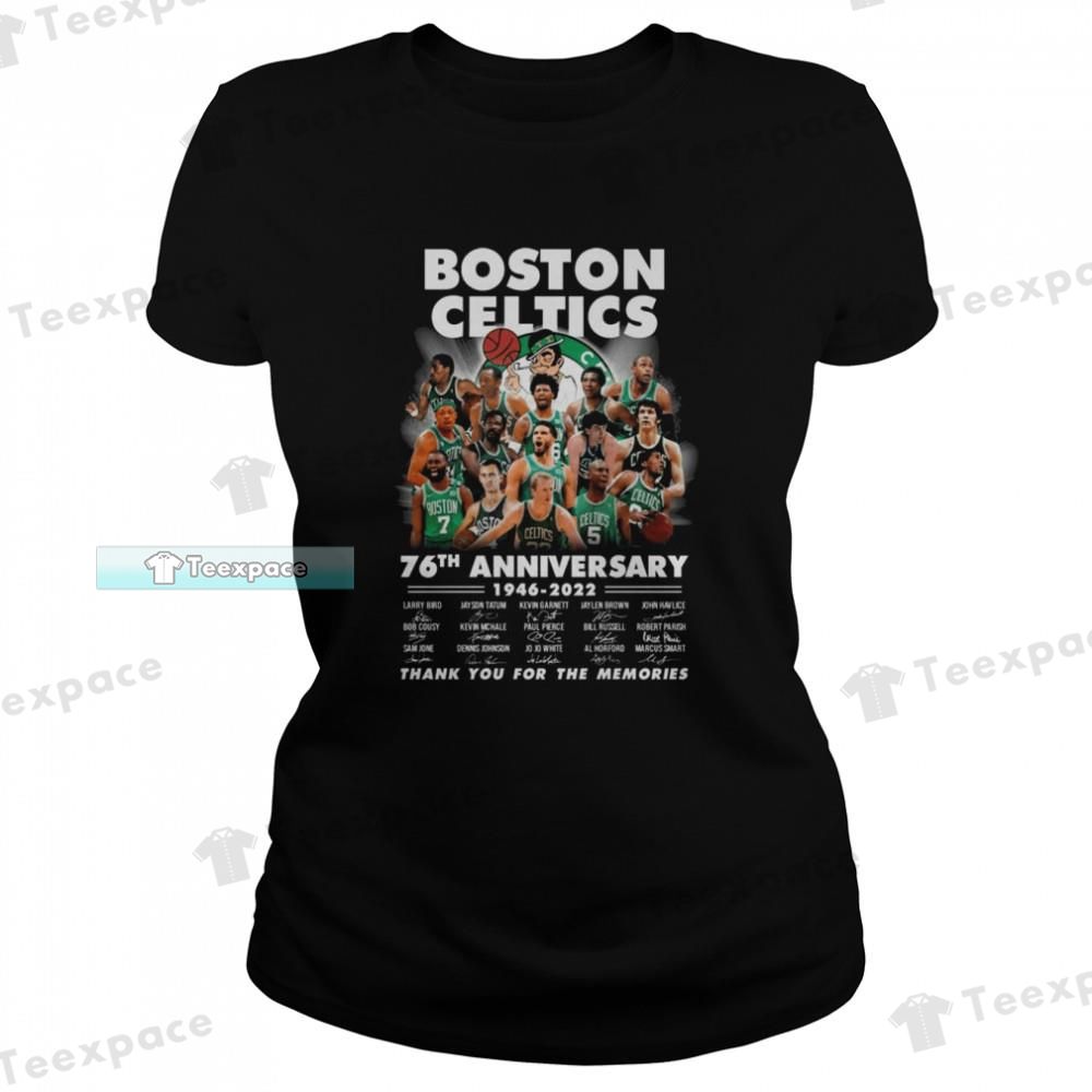 Boston Celtics 76th Anniversary Signatures T Shirt Womens