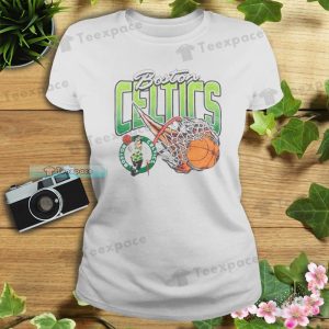 Boston Celtics Basketball On Fire T Shirt Womens