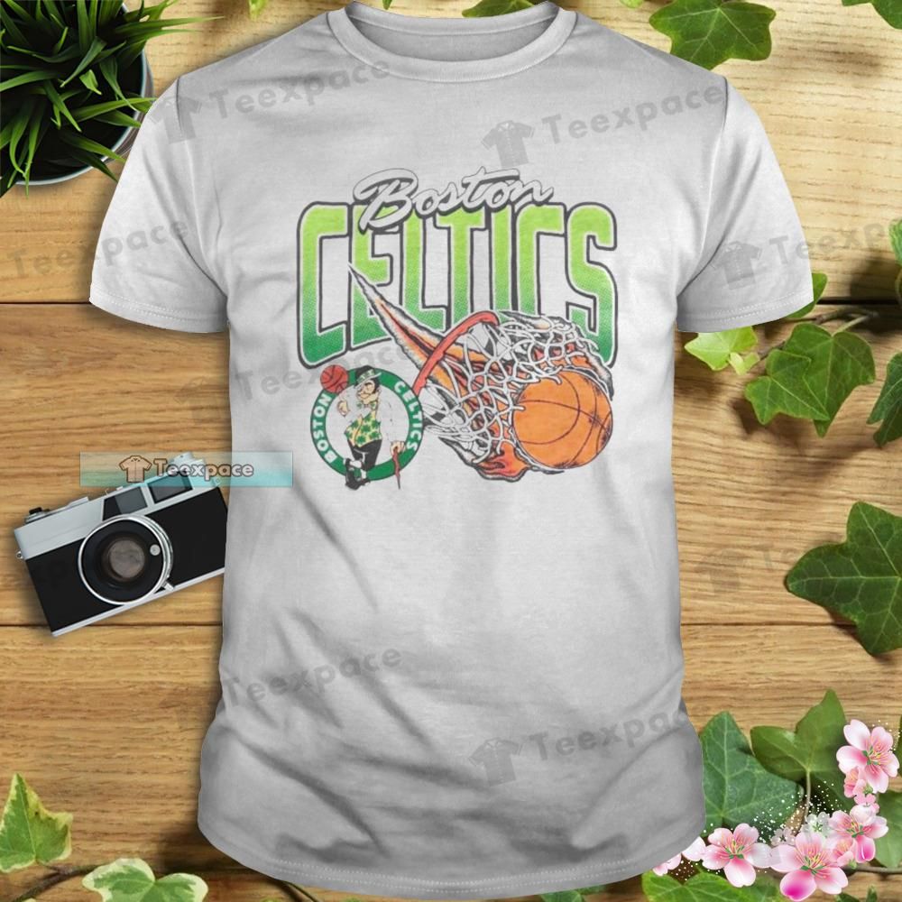 Boston Celtics Basketball On Fire Unisex T Shirt