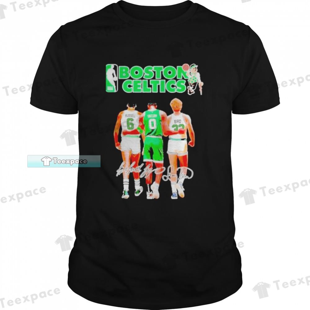 Boston Celtics Bill Russell Jayson Tatum And Larry Bird Signatures Unisex T Shirt