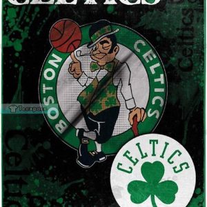 Boston Celtics Circle Logo Brush Pattern Fleece Blanket