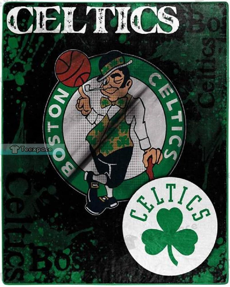 Boston Celtics Circle Logo Brush Pattern Fleece Blanket 1