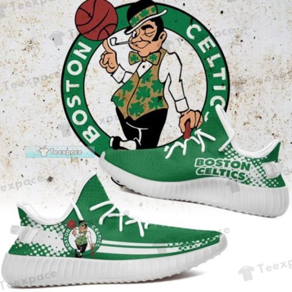 Boston Celtics Curved Dot Pattern Yeezy Shoes