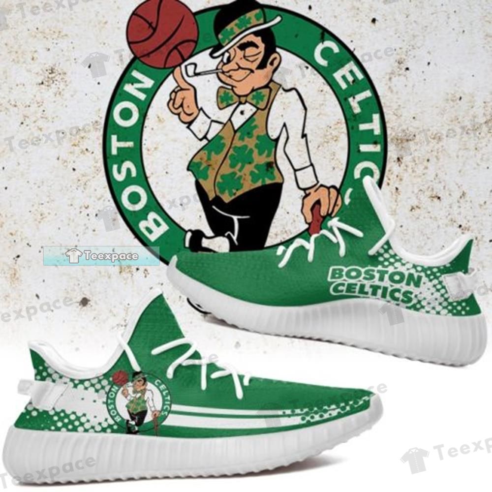 Boston Celtics Curved Dot Pattern Yeezy Shoes 2