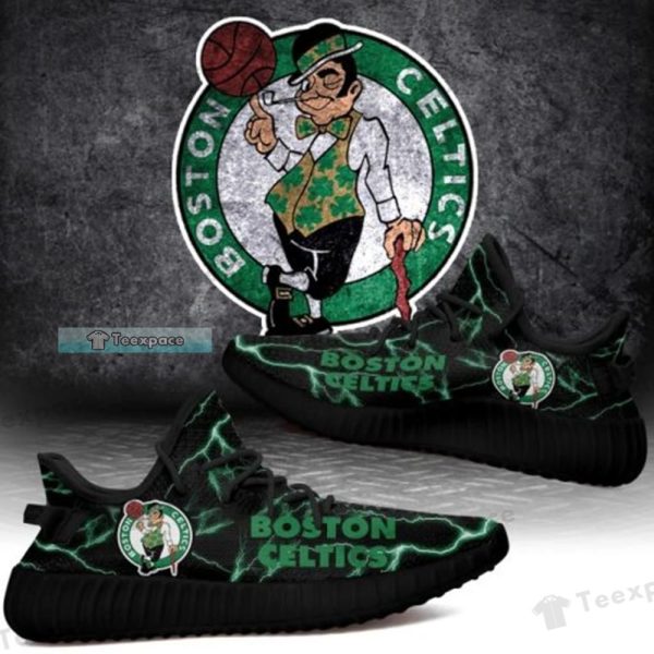 Boston Celtics Green Black Lightning Yeezy Shoes