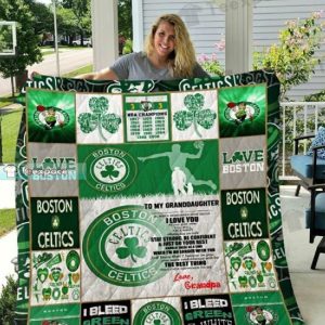 Boston Celtics I Bleed Green White Sherpa Blanket 1