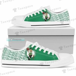 Boston Celtics Letter Print Pattern Low Top Canvas Shoes