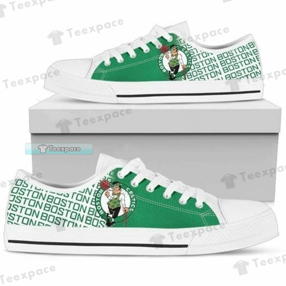 Boston Celtics Letter Print Pattern Low Top Canvas Shoes 2
