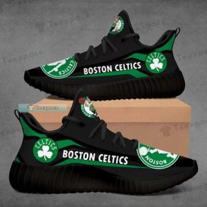Boston Celtics Logo Black Green Yeezy Shoes 1