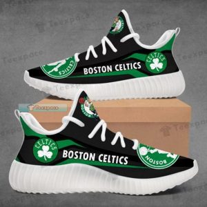 Boston Celtics Logo Black Green Yeezy Shoes 2