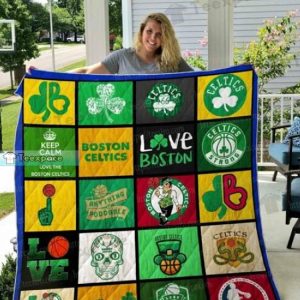 Boston Celtics Logo Combined Throw Blanket Celtics Gifts