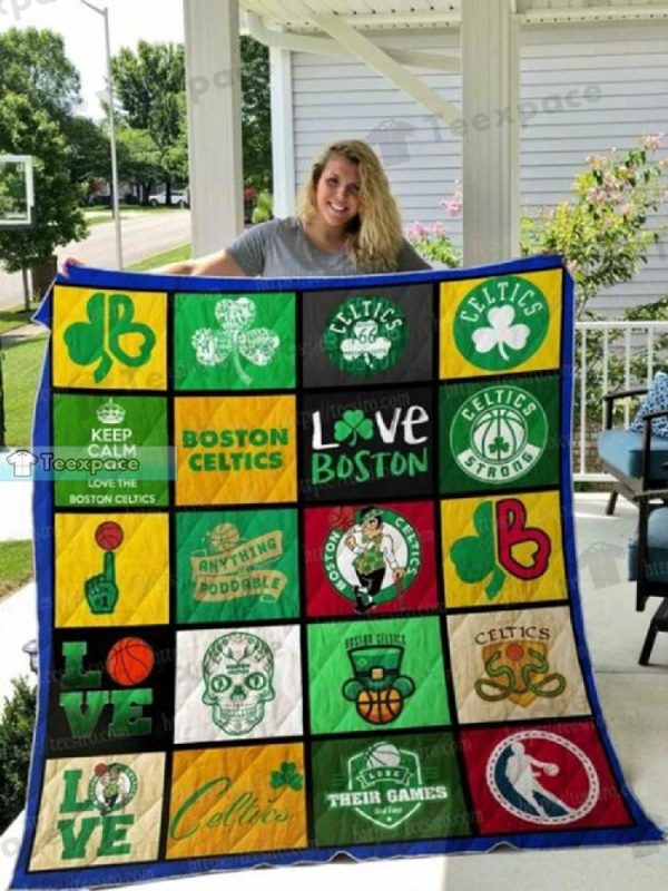 Boston Celtics Logo Combined Throw Blanket Celtics Gifts
