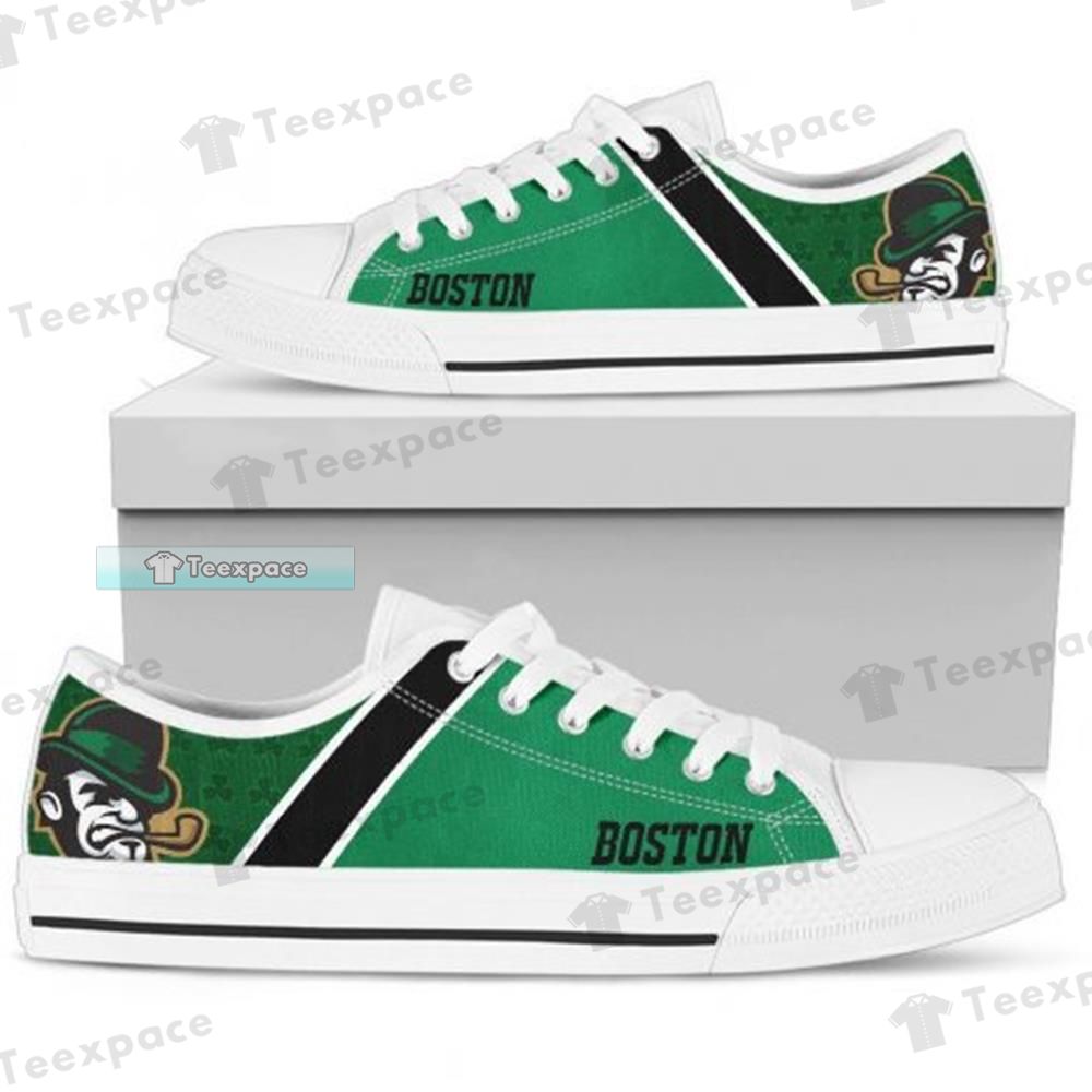 Boston Celtics Logo Green Low Top Canvas Shoes 2