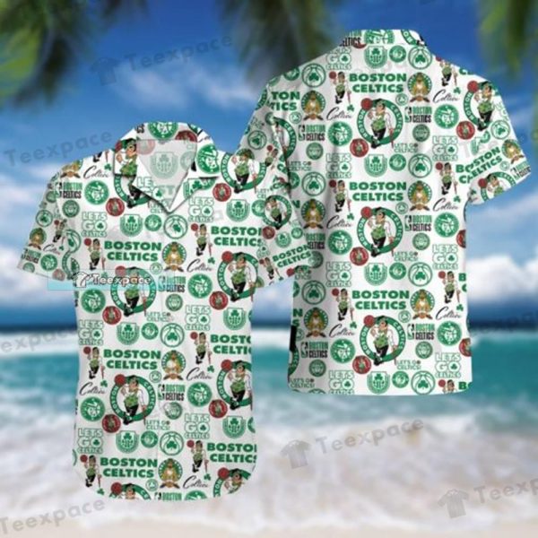 Boston Celtics Logo Mascot Pattern Hawaiian Shirt