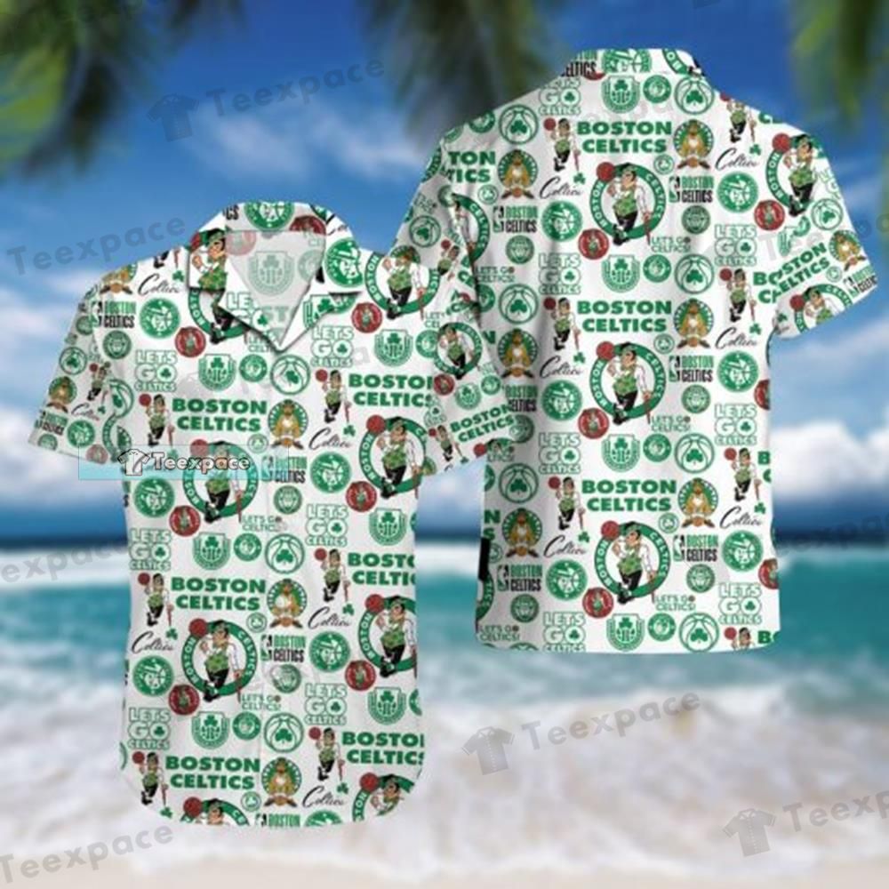 Boston Celtics Logo Mascot Pattern Hawaiian Shirt 1