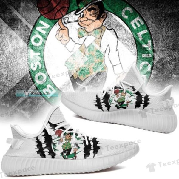 Boston Celtics Scratch Pattern Yeezy Shoes Celtics Gifts For Him