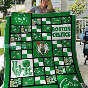 Boston Celtics Square Pattern Sherpa Blanket Celtics Gifts