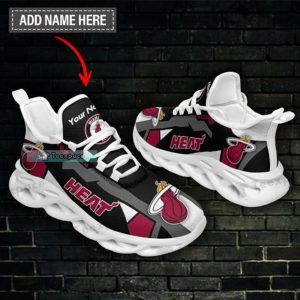 Custom Name Miami Heat Black Grey Max Soul Shoes 2